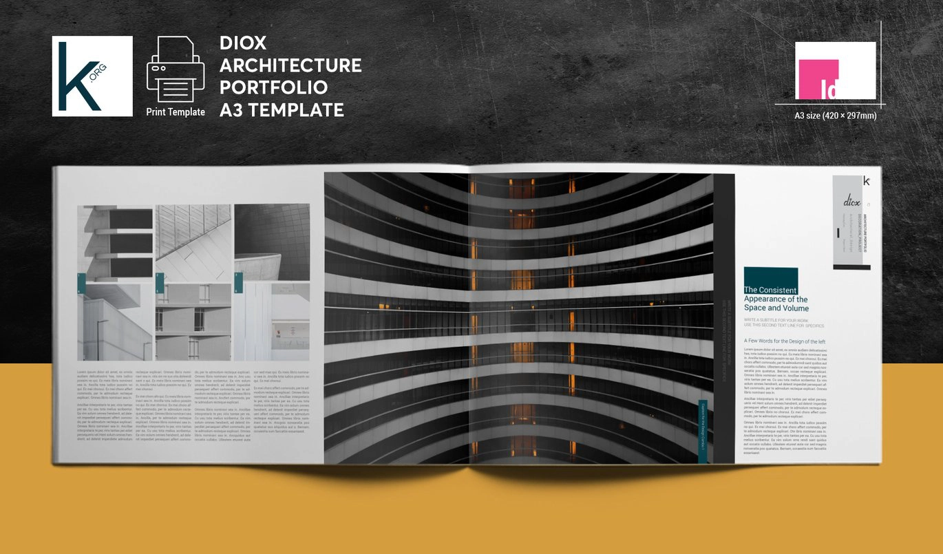 DiOX架构组合A3布局InDesign模板