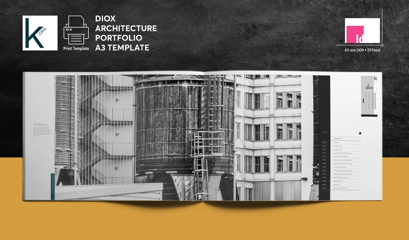 DiOX架构组合A3布局InDesign模板