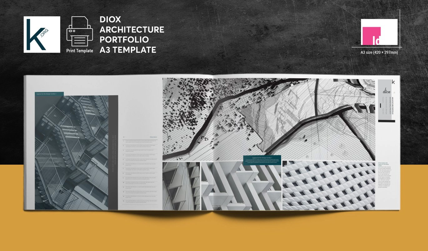 DiOX架构组合A3布局InDesign模板