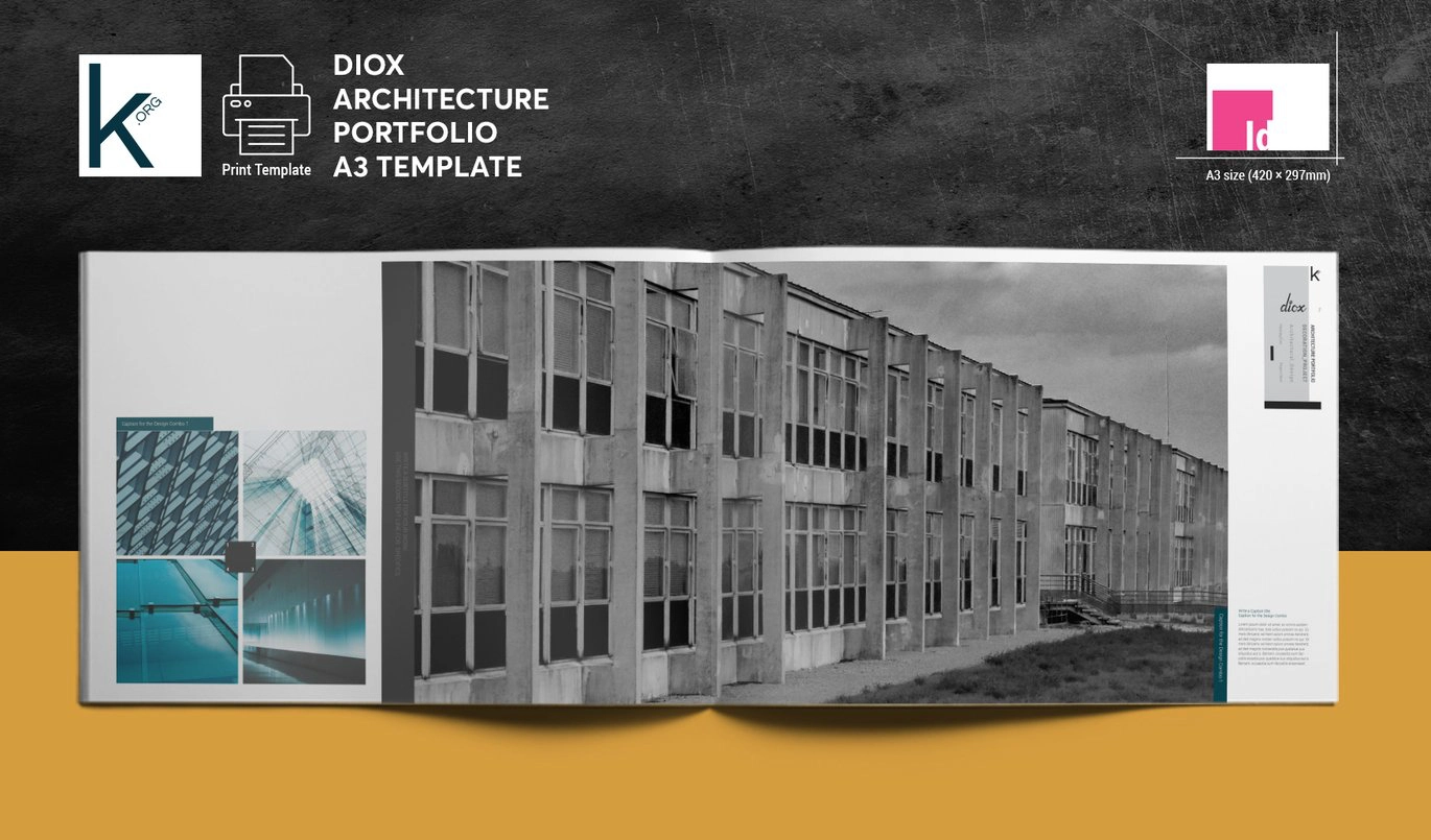 DiOX架构组合A3布局InDesign模板