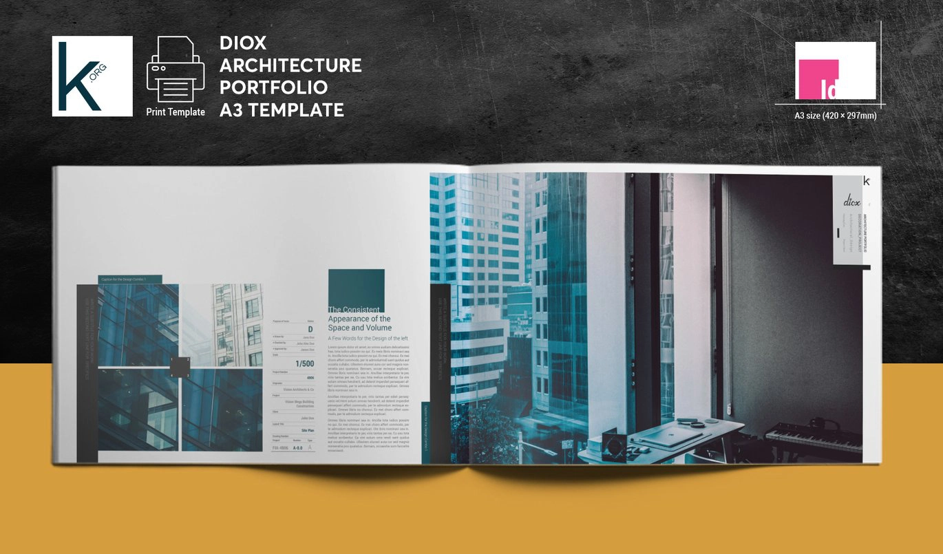 DiOX架构组合A3布局InDesign模板