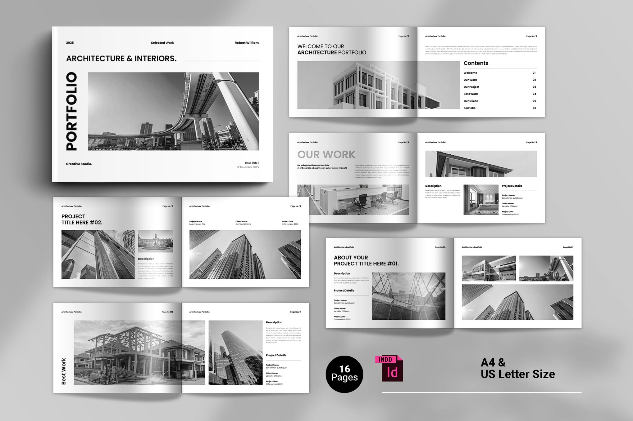 横版建筑师宣传手册InDesign模板