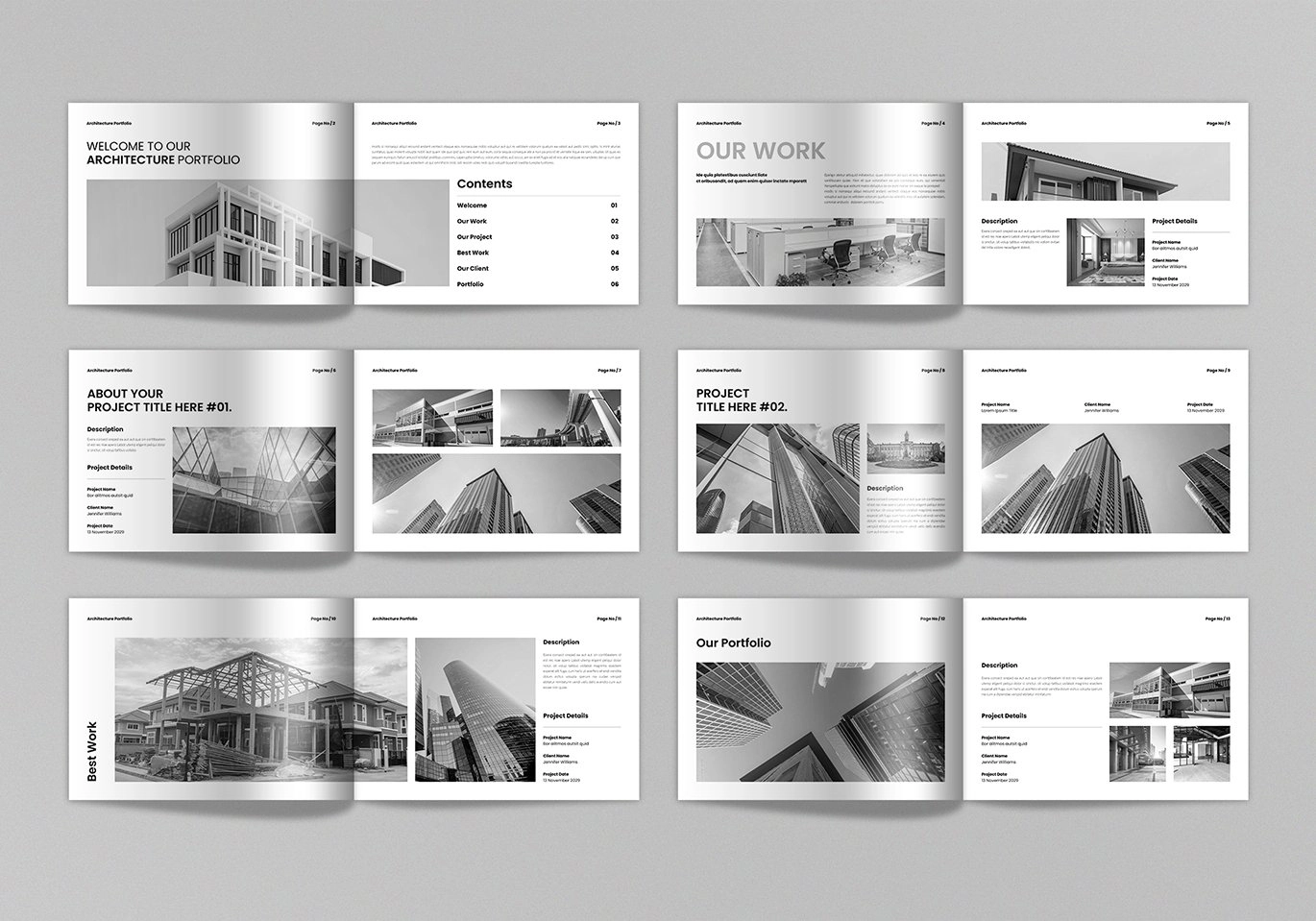 横版建筑师宣传手册InDesign模板