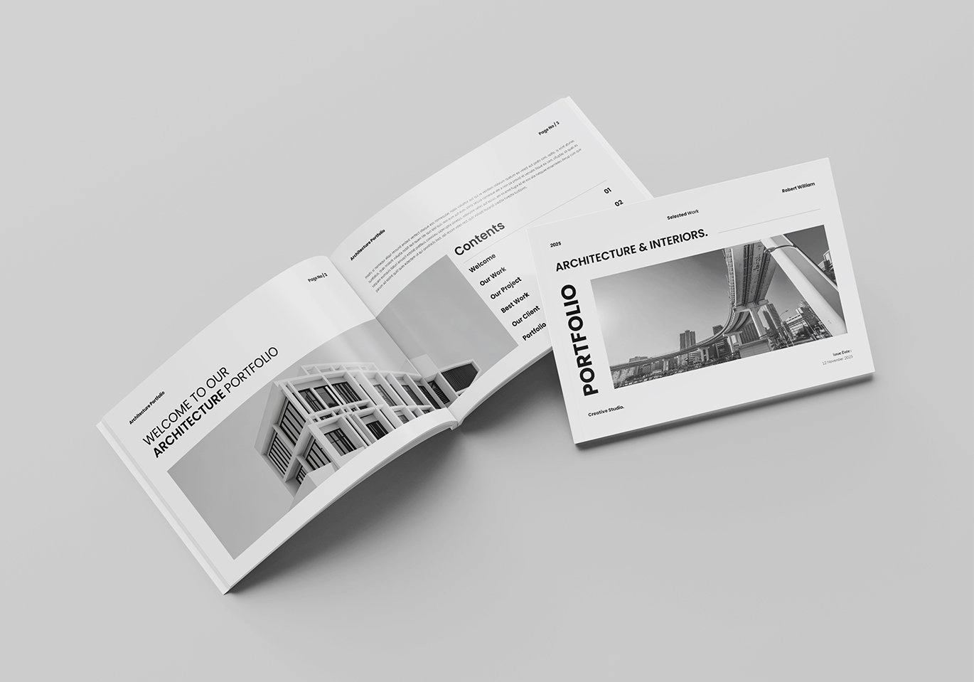 横版建筑师宣传手册InDesign模板