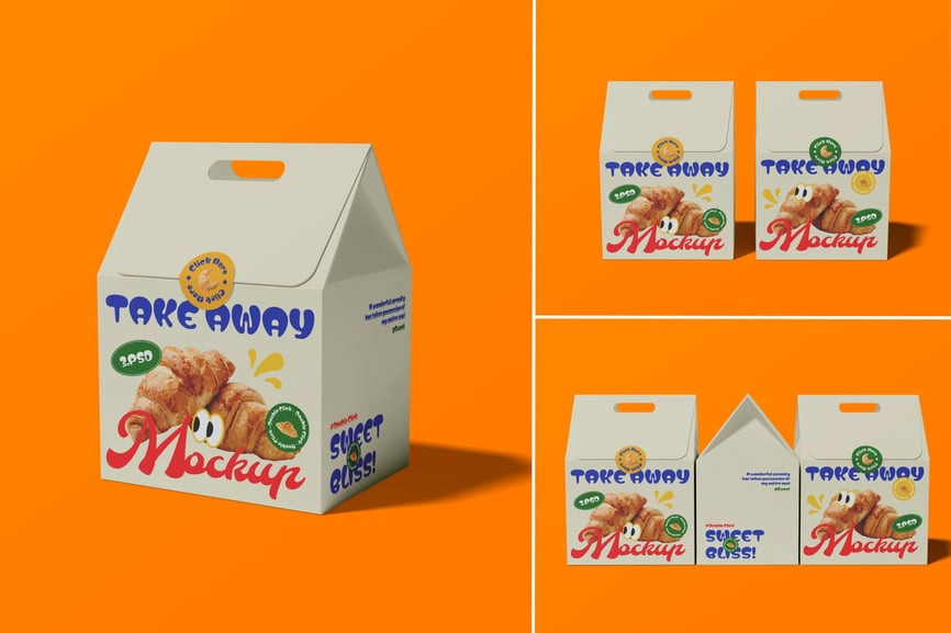 带贴纸样机的美食产品纸袋样机