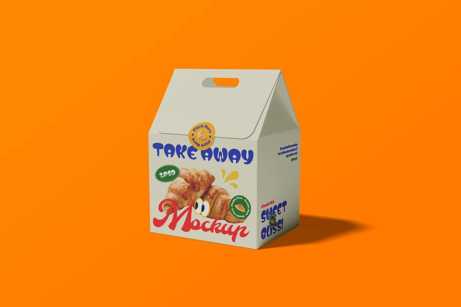 带贴纸样机的美食产品纸袋样机