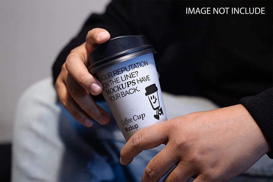 咖啡杯模型,手拿咖啡杯产品样机