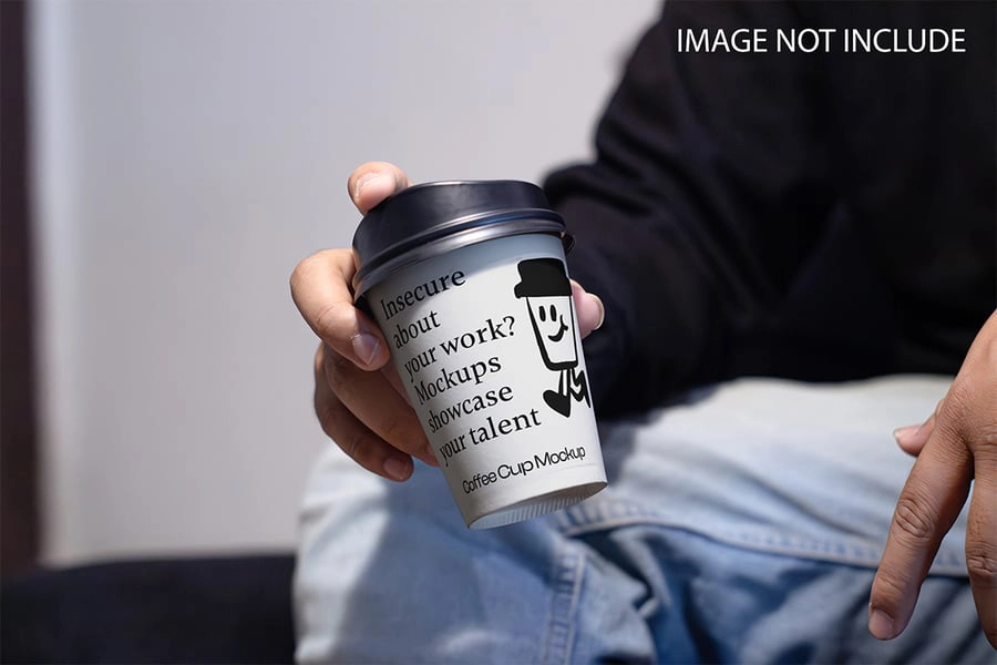 咖啡杯模型,手拿咖啡杯产品样机