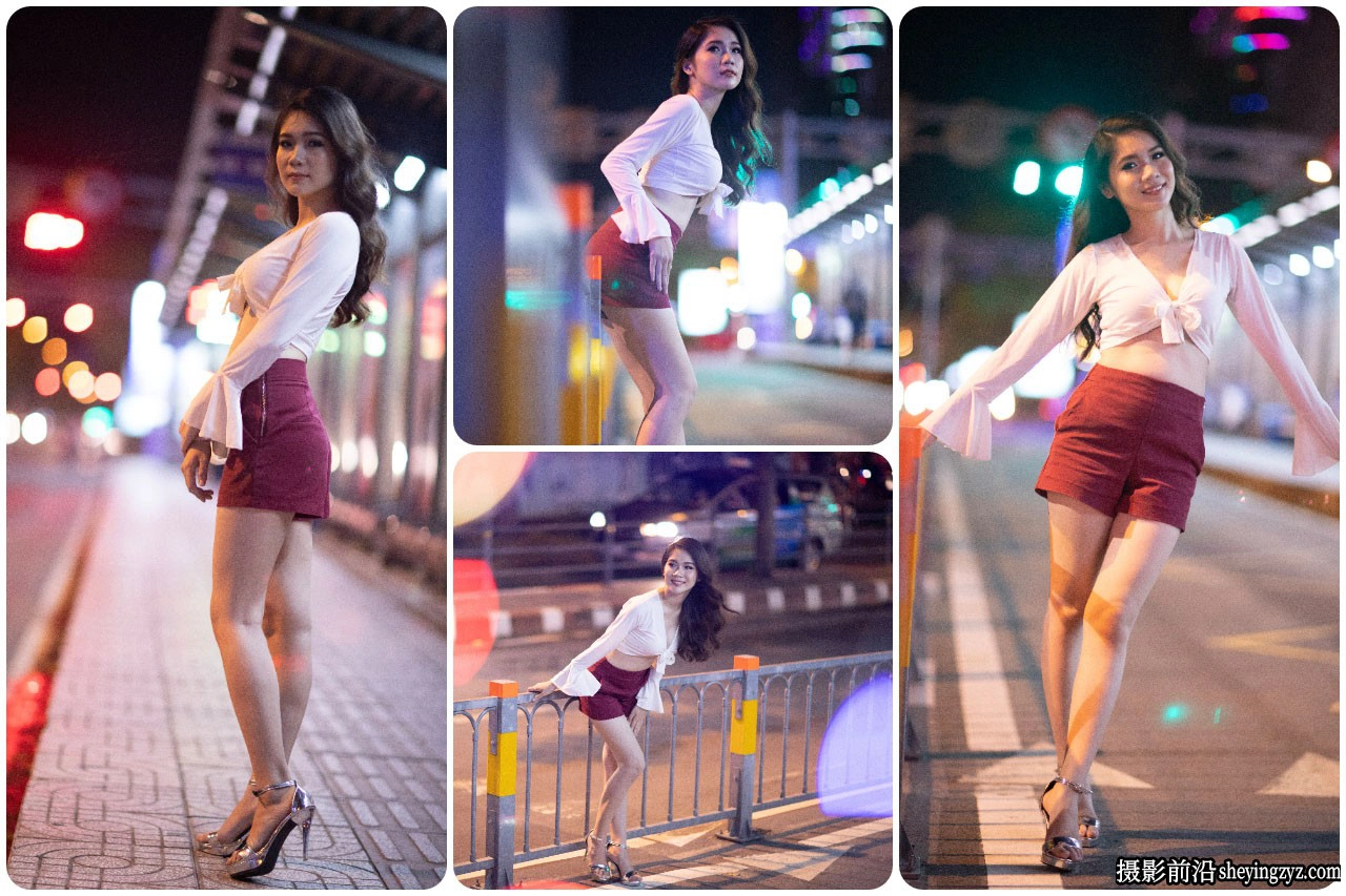 霓虹夜景街拍美女写真佳能相机RAW原片,修图练习RAW素材
