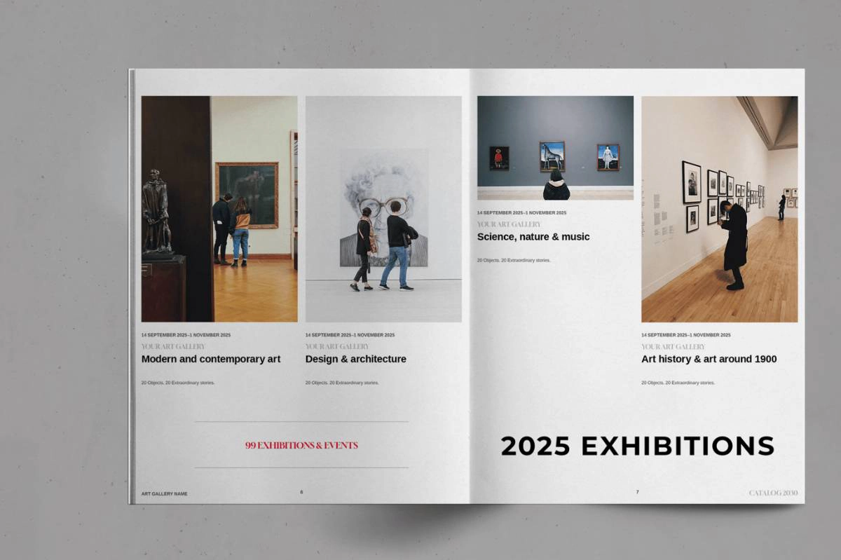 美术馆展览杂志目录InDesign模板