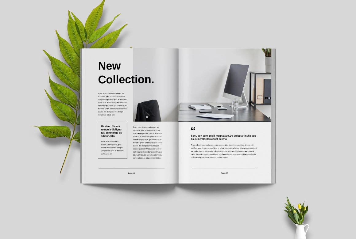 干净的家具产品目录布局InDesign模板