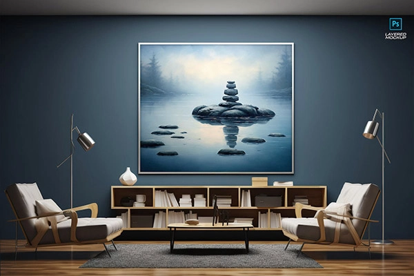 框架艺术品模板样机,画框样机模型