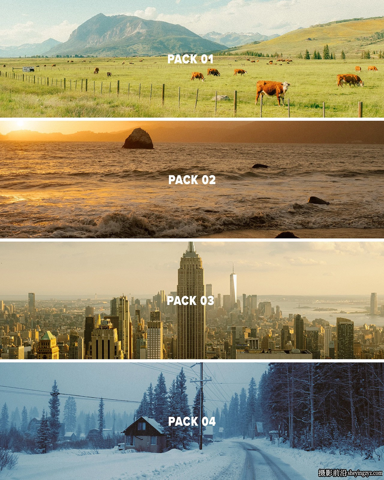 电影模拟LR预设4套装Austin Visual-Film Lightroom Presets Bundle