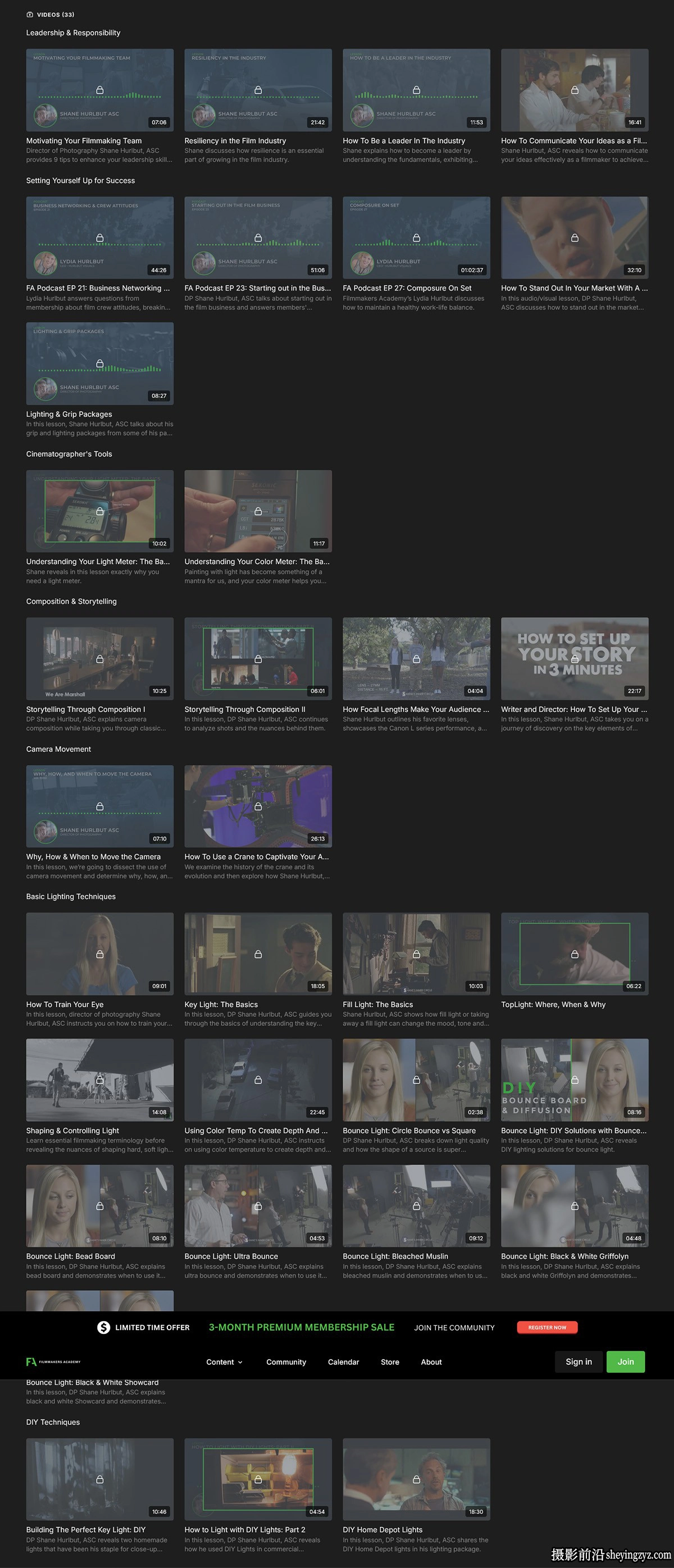 Filmmakers Academy –电影摄影入门到高级拍摄教程套装-中英字幕