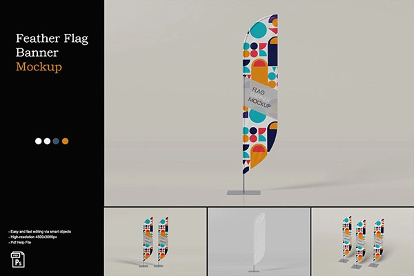 羽毛旗横幅样机,横幅广告样机