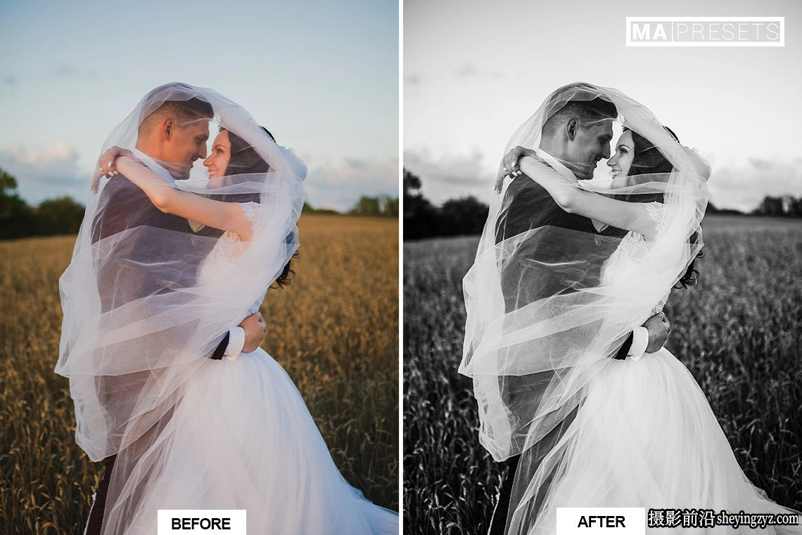 永恒经典黑白婚礼人像LR预设 Black White Wedding Lightroo Presets