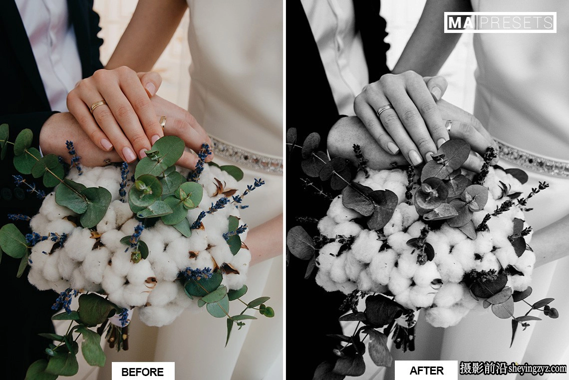 永恒经典黑白婚礼人像LR预设 Black White Wedding Lightroo Presets