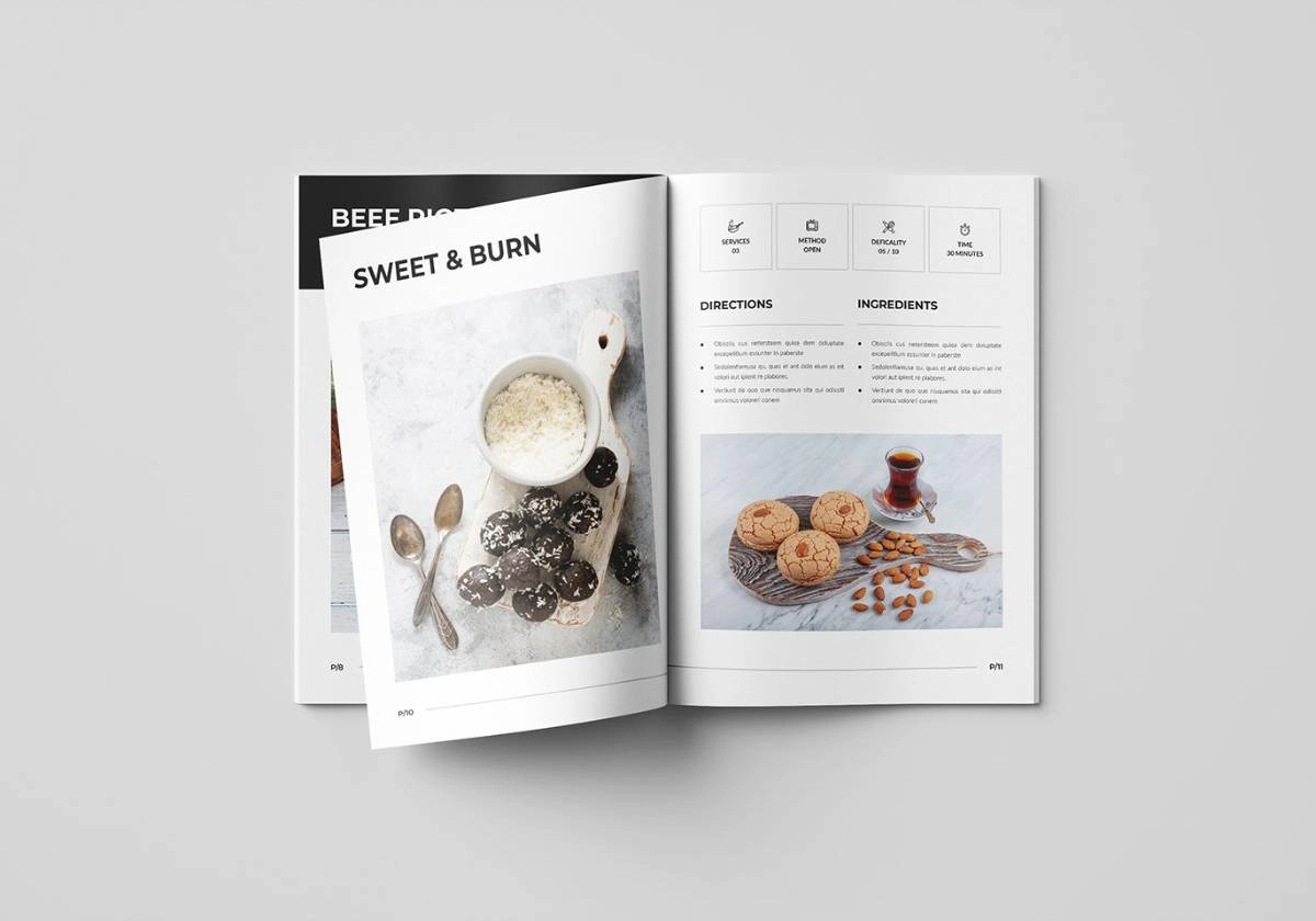 简洁创意烹饪书和食谱排版布局InDesign模板