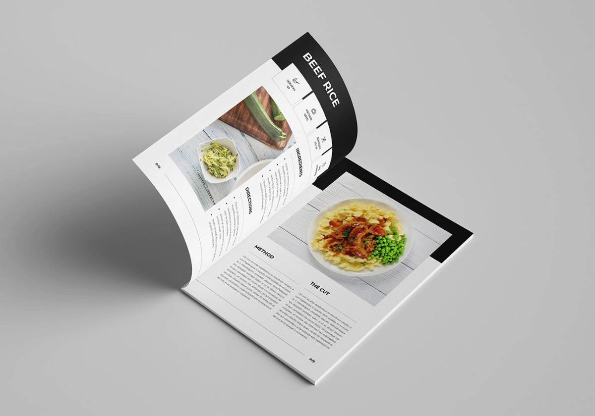 简洁创意烹饪书和食谱排版布局InDesign模板