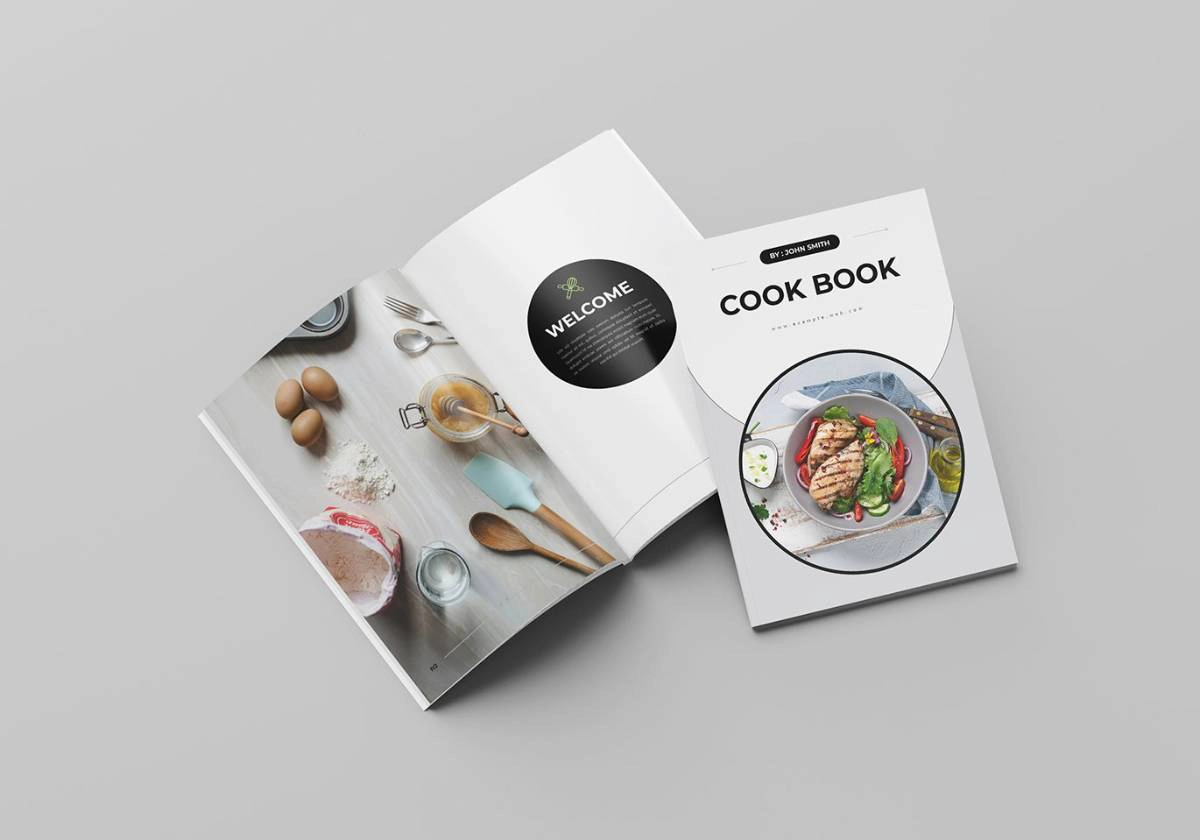 简洁创意烹饪书和食谱排版布局InDesign模板