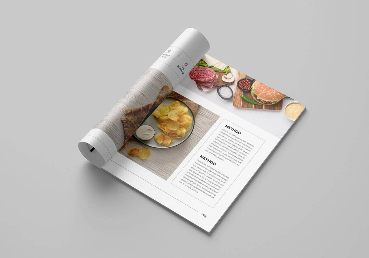 简洁创意烹饪书和食谱排版布局InDesign模板