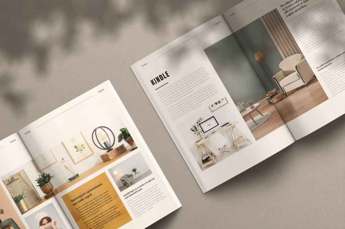 干净简洁投资组合排版布局InDesign模板