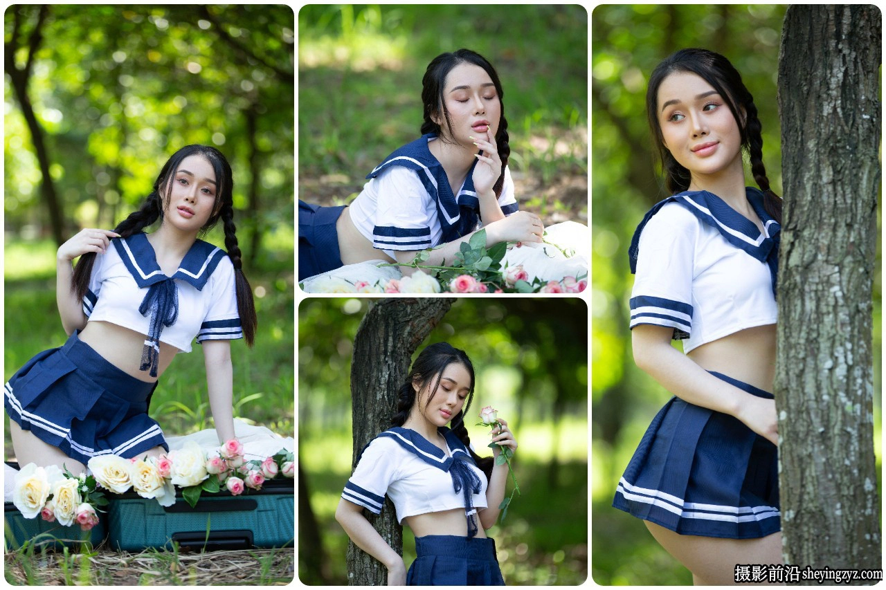20张佳能相机未修户外制服美女人像摄影RAW原图练习素材