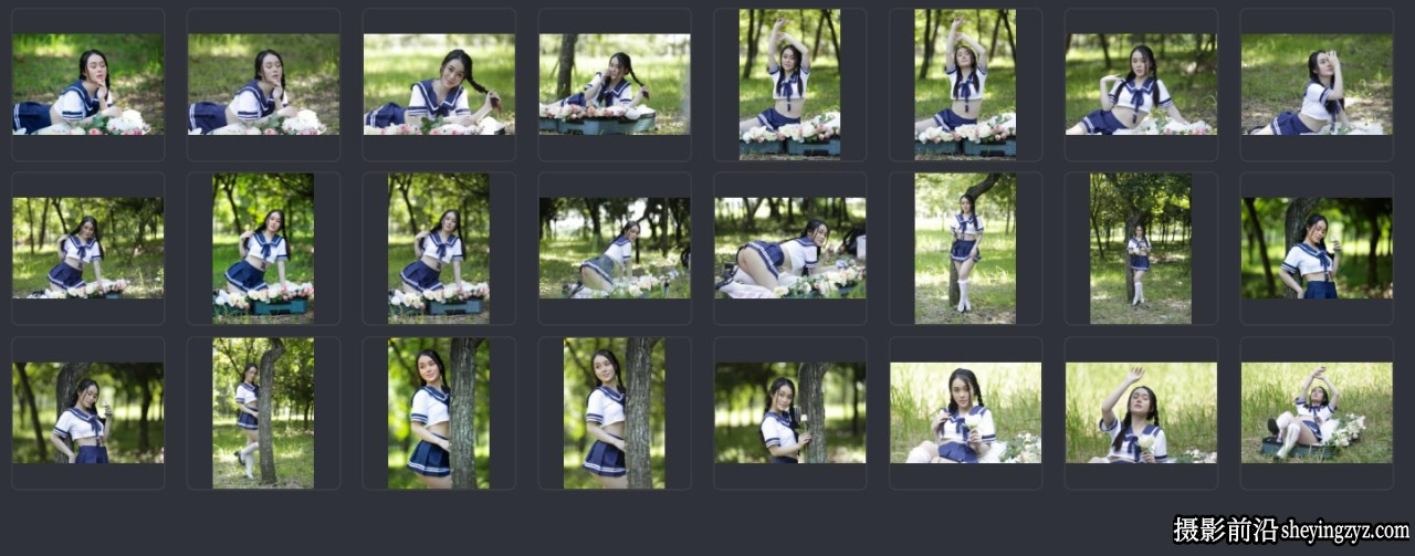 20张佳能相机未修户外制服美女人像摄影RAW原图练习素材