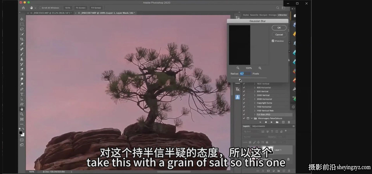 Photoshop 图层和蒙版平衡自然摄影中的光线课程-中英字幕