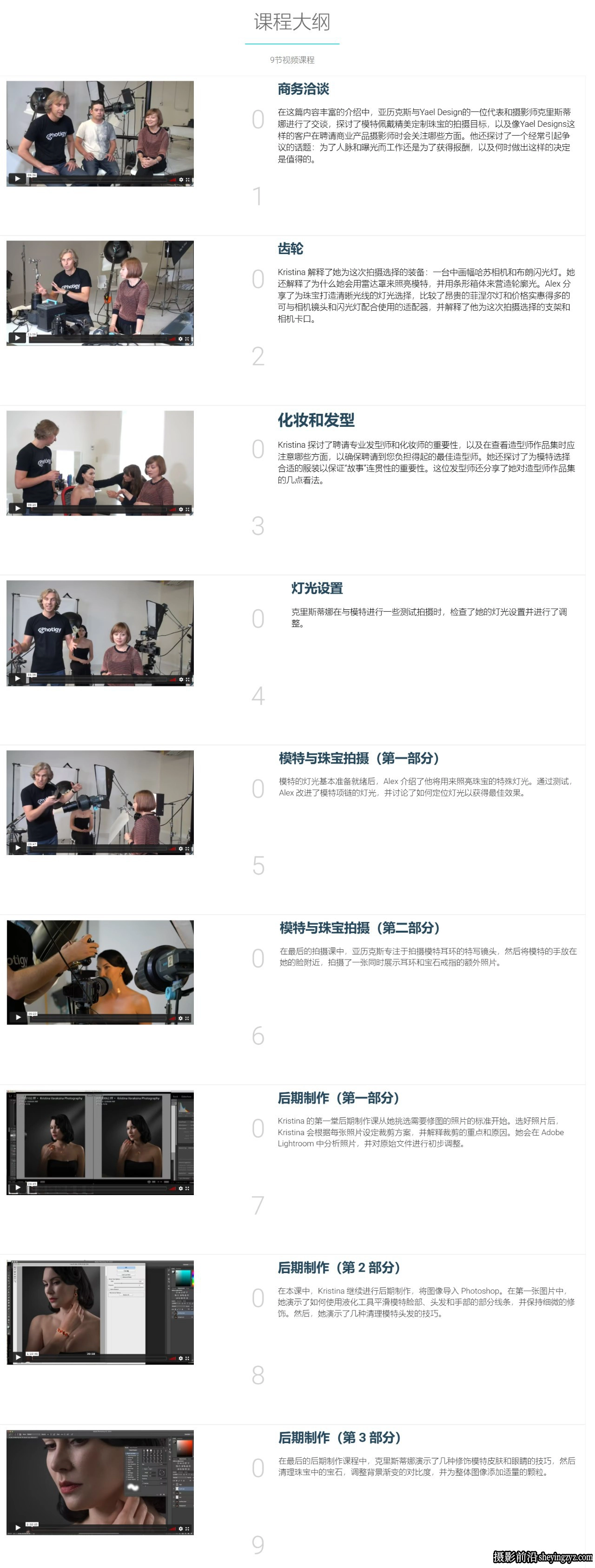 Photigy - 珠宝首饰摄影布光(含模特)+后期珠宝修图制作-中英字幕