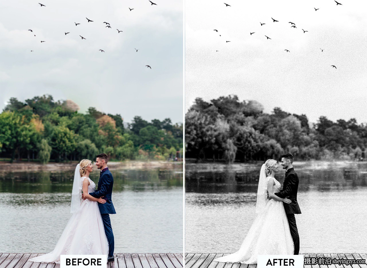 永恒婚礼黑白胶片LR预设手机lr预设 B&amp;W Wedding Lightroom Presets