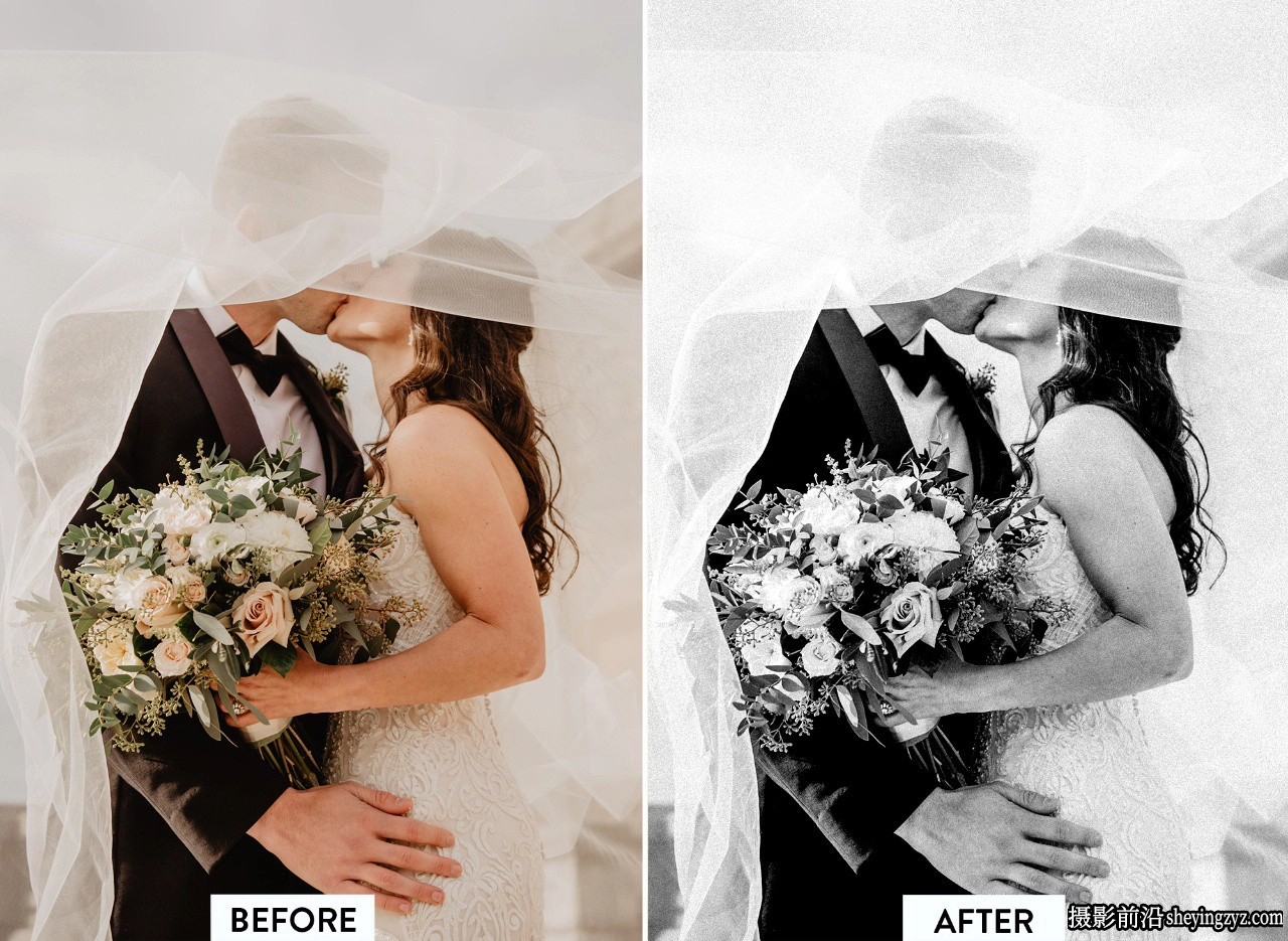 永恒婚礼黑白胶片LR预设手机lr预设 B&amp;W Wedding Lightroom Presets