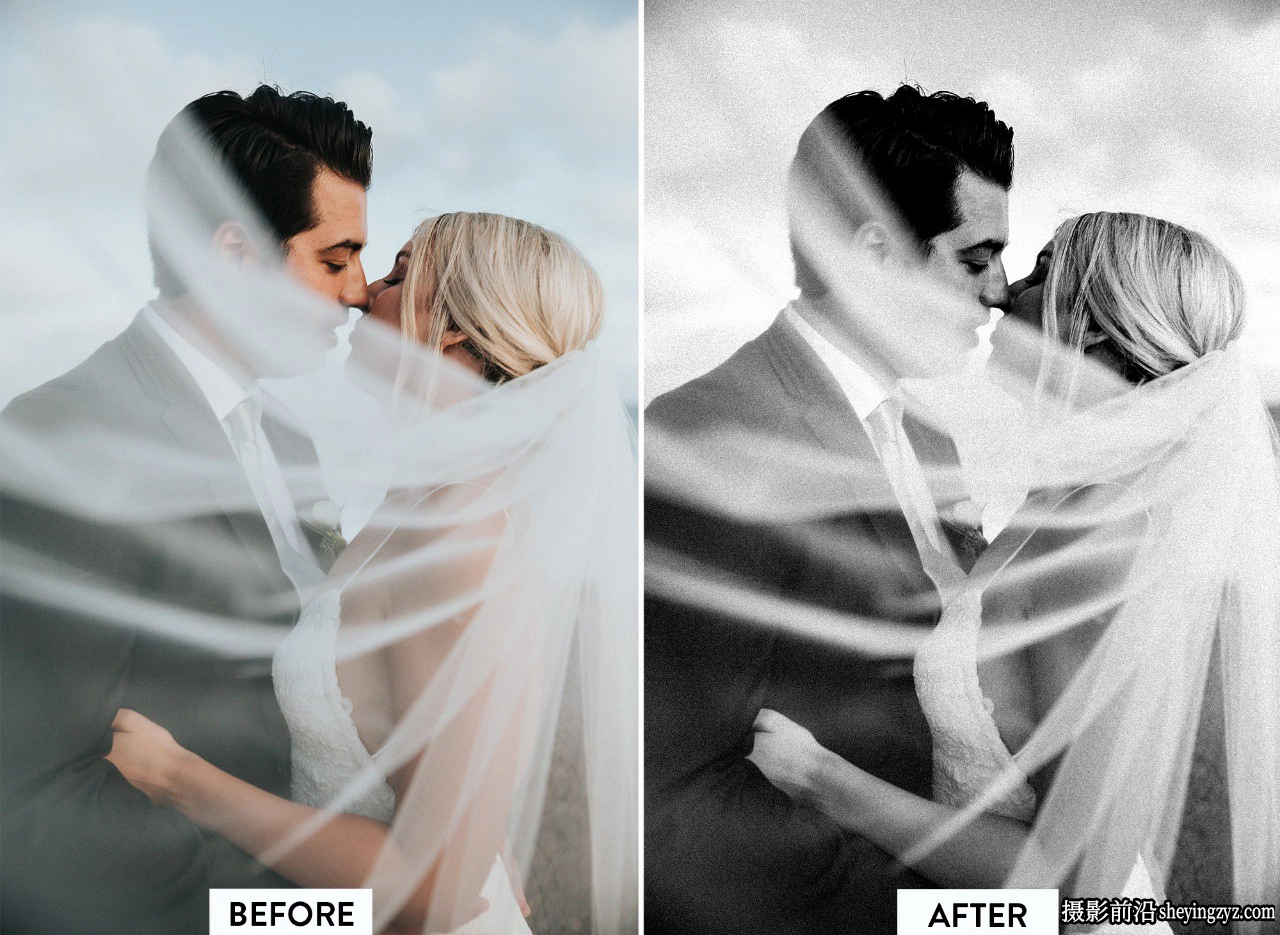 永恒婚礼黑白胶片LR预设手机lr预设 B&amp;W Wedding Lightroom Presets