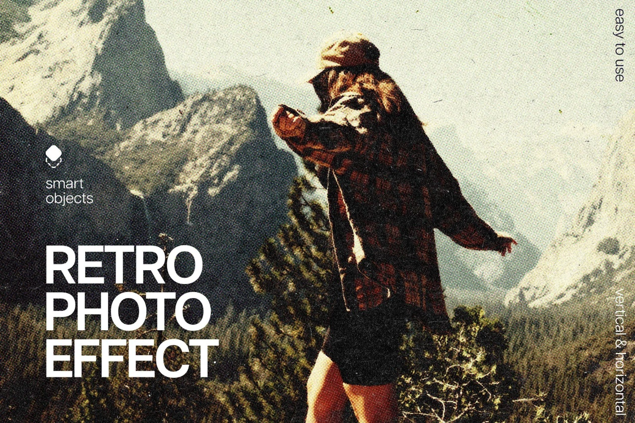 复古印花照片效果PSD模板 Retro Printed Photo Effect