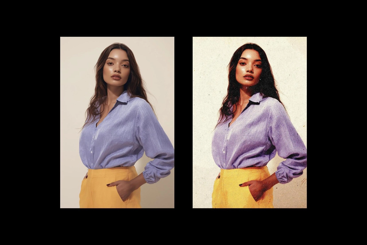 复古印花照片效果PSD模板 Retro Printed Photo Effect