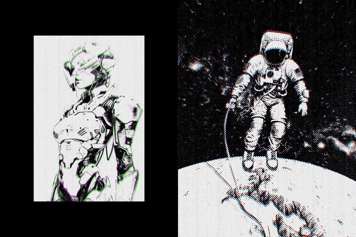 旧印刷错误设计照片效果PSD模板 Old Misprint Design Effect