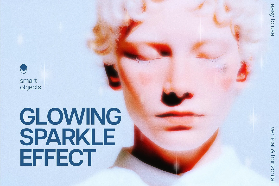 梦幻发光电影胶片照片效果PSD模板 Glowing Sparkle Photo Effect