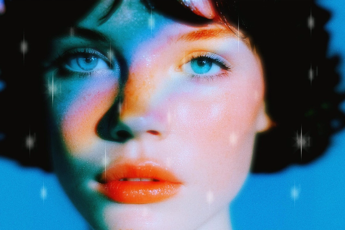 梦幻发光电影胶片照片效果PSD模板 Glowing Sparkle Photo Effect