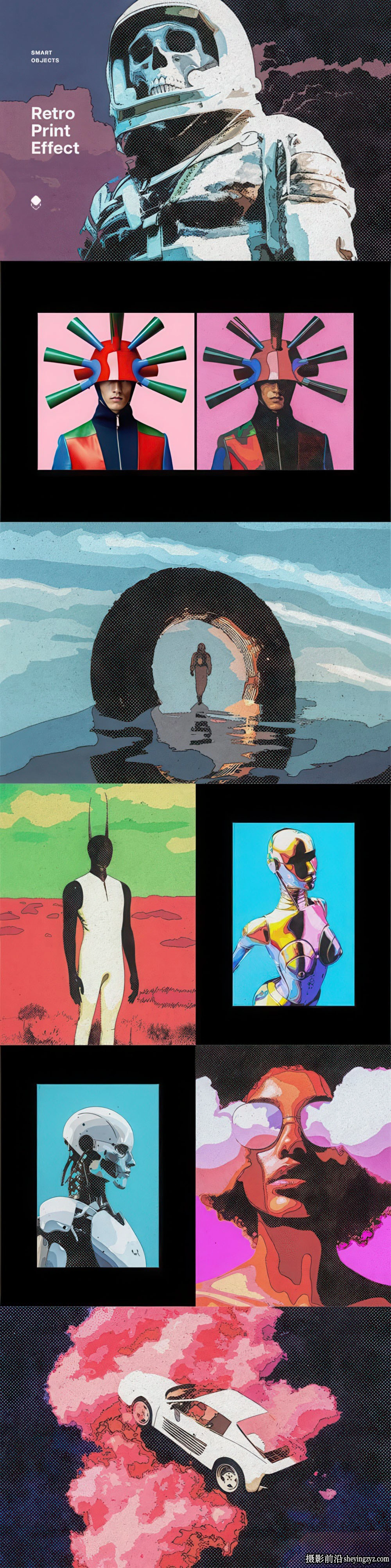 Photoshop的复古漫画打印照片效果智能对象模板