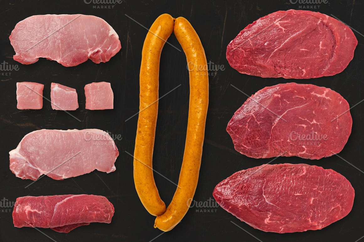 美食样机模型系列第六季-牛肉猪肉肉类,鱼类,蛋类独立样机模型