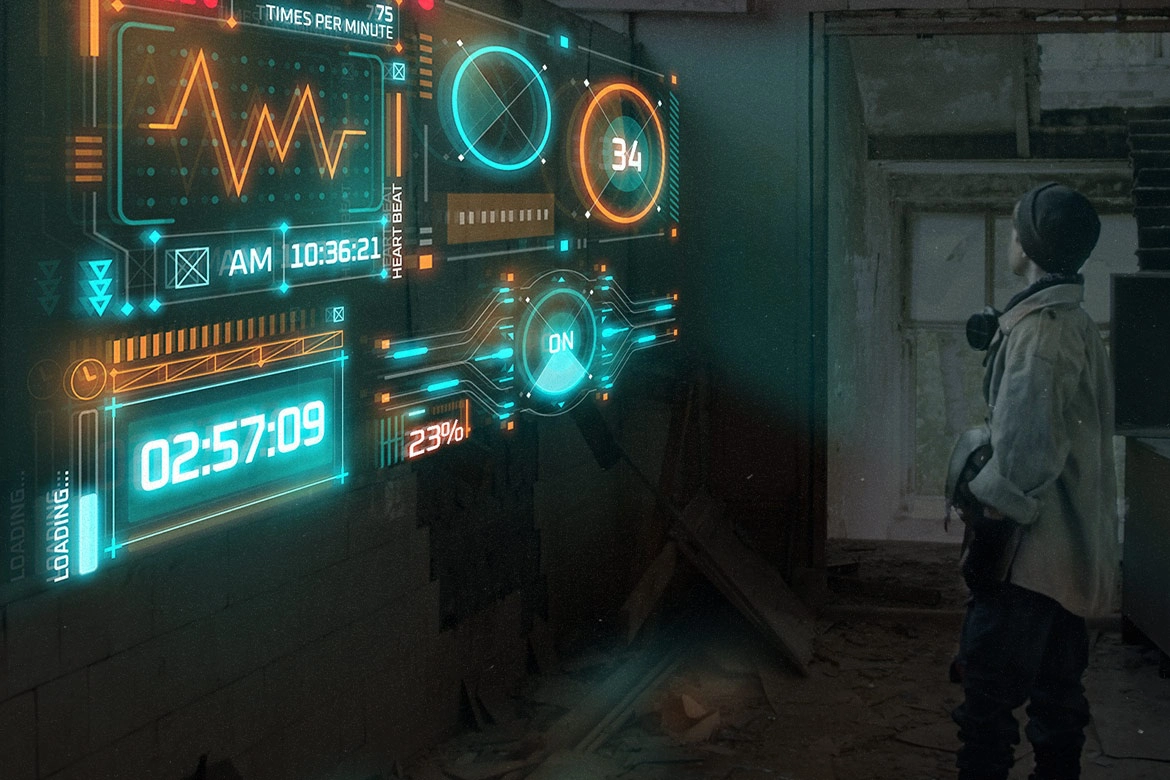 赛博朋克科幻HUD元素PSD素材 Cyberpunk HUD Elements