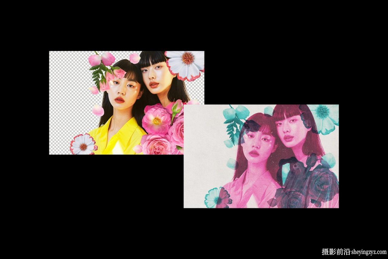双重曝光印刷照片效果智能对象PSD模板