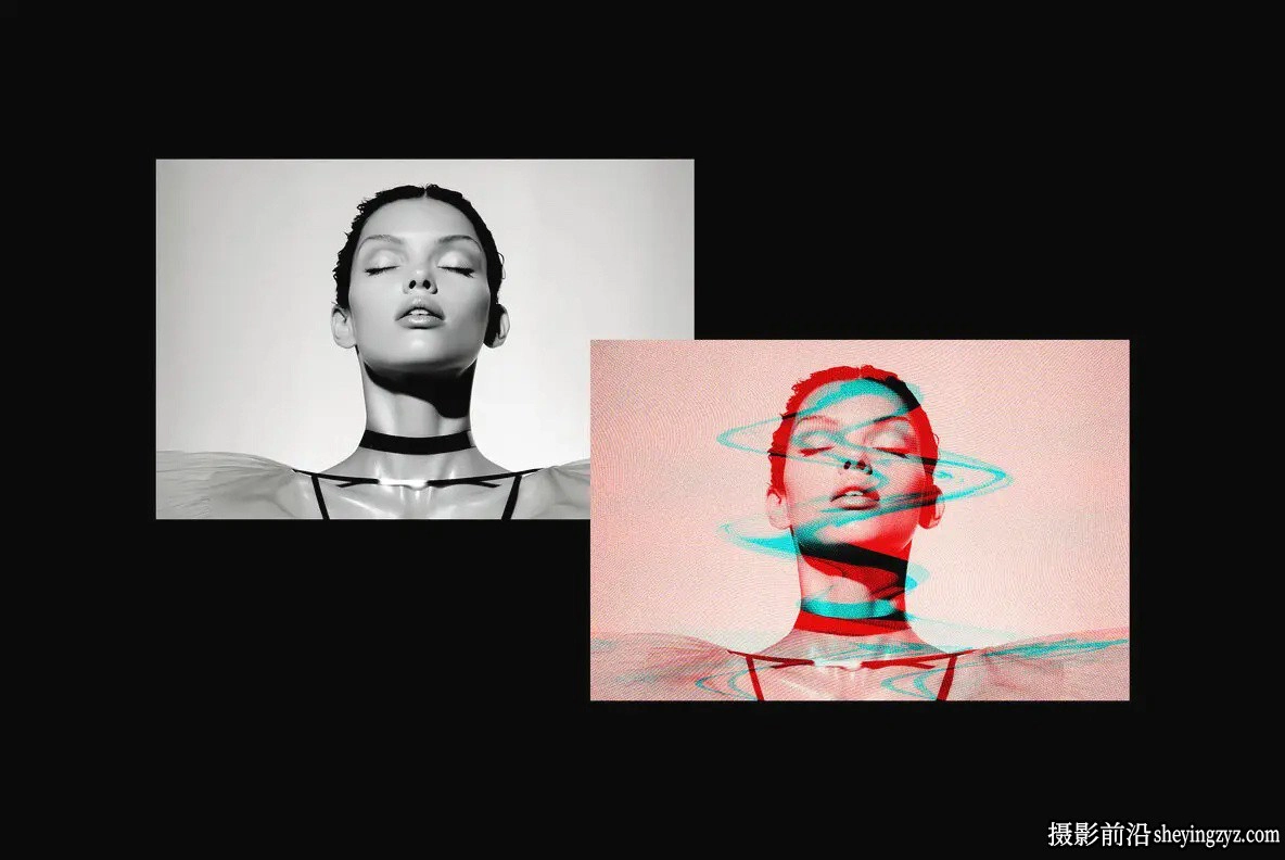 Photoshop电视闪烁故障照片效果智能对象模板