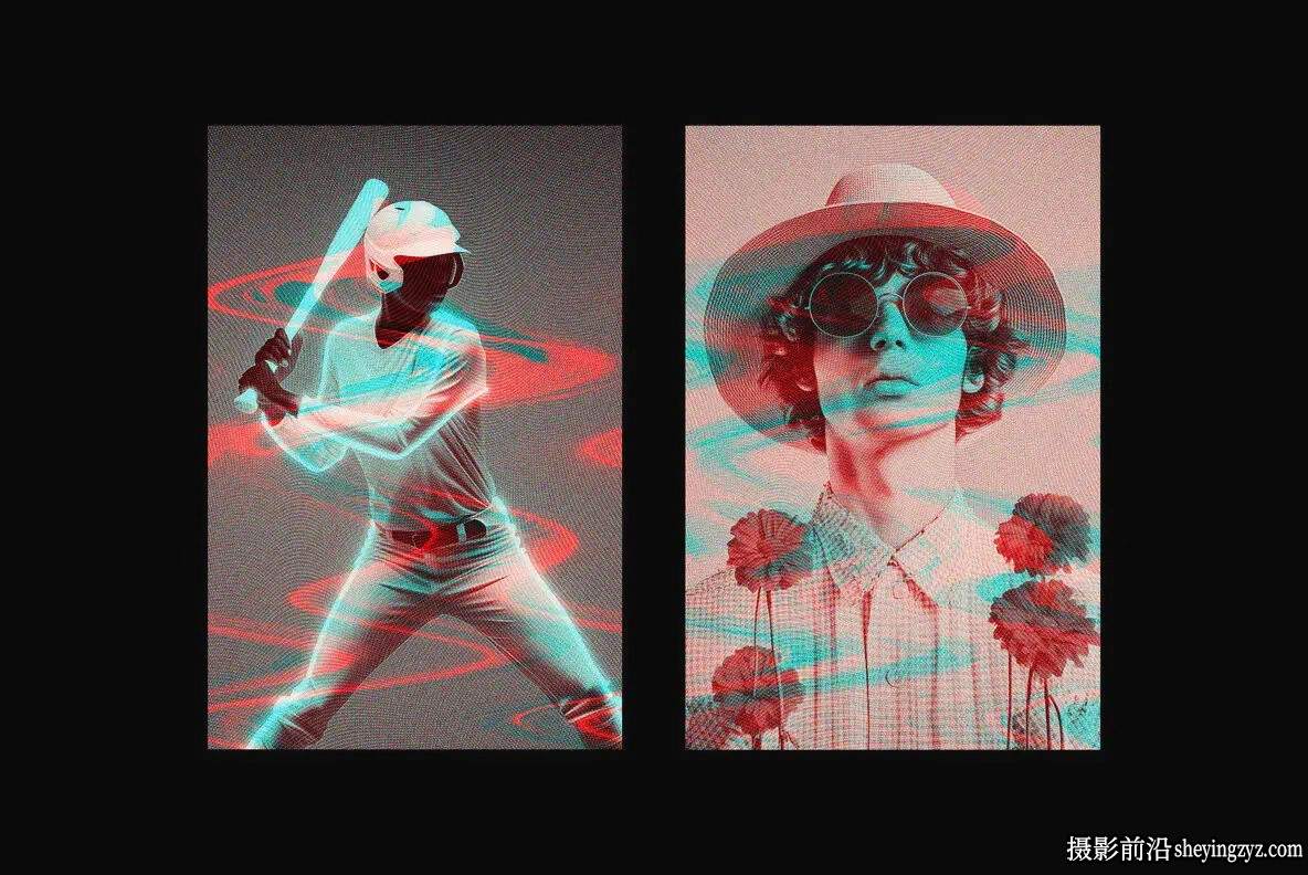 Photoshop电视闪烁故障照片效果智能对象模板