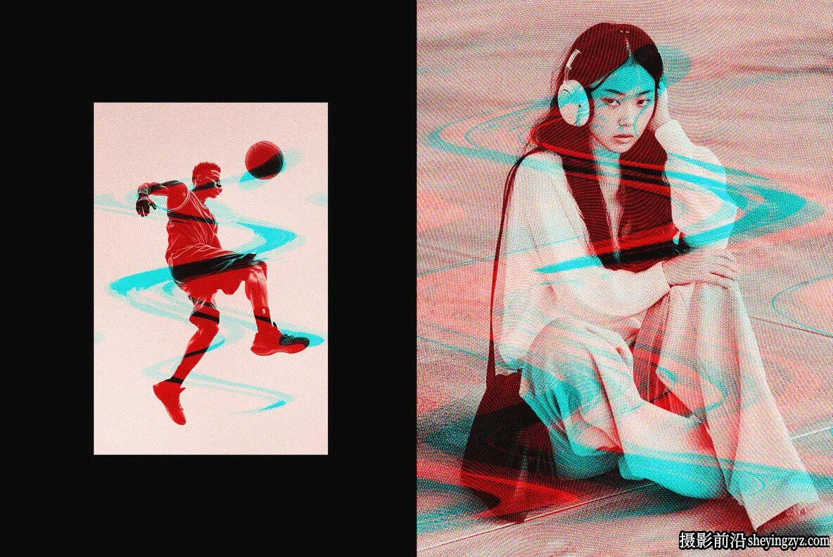 Photoshop电视闪烁故障照片效果智能对象模板