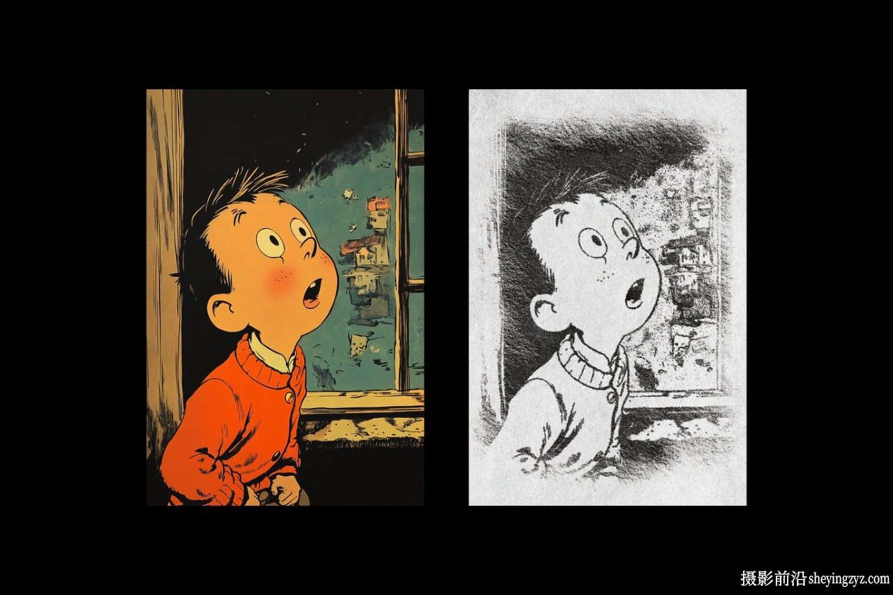 铅笔素描绘画照片效果智能对象PSD模板