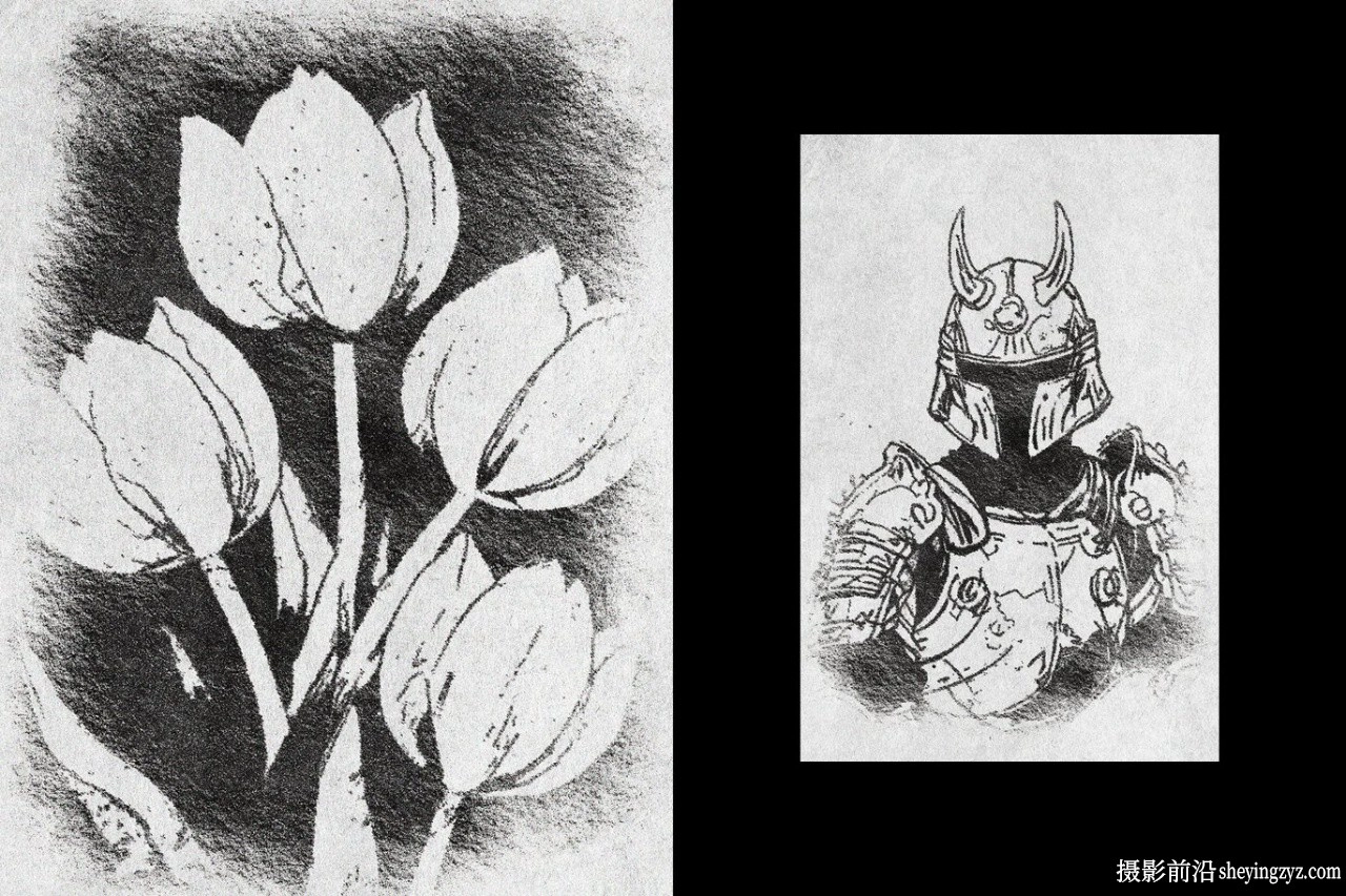 铅笔素描绘画照片效果智能对象PSD模板