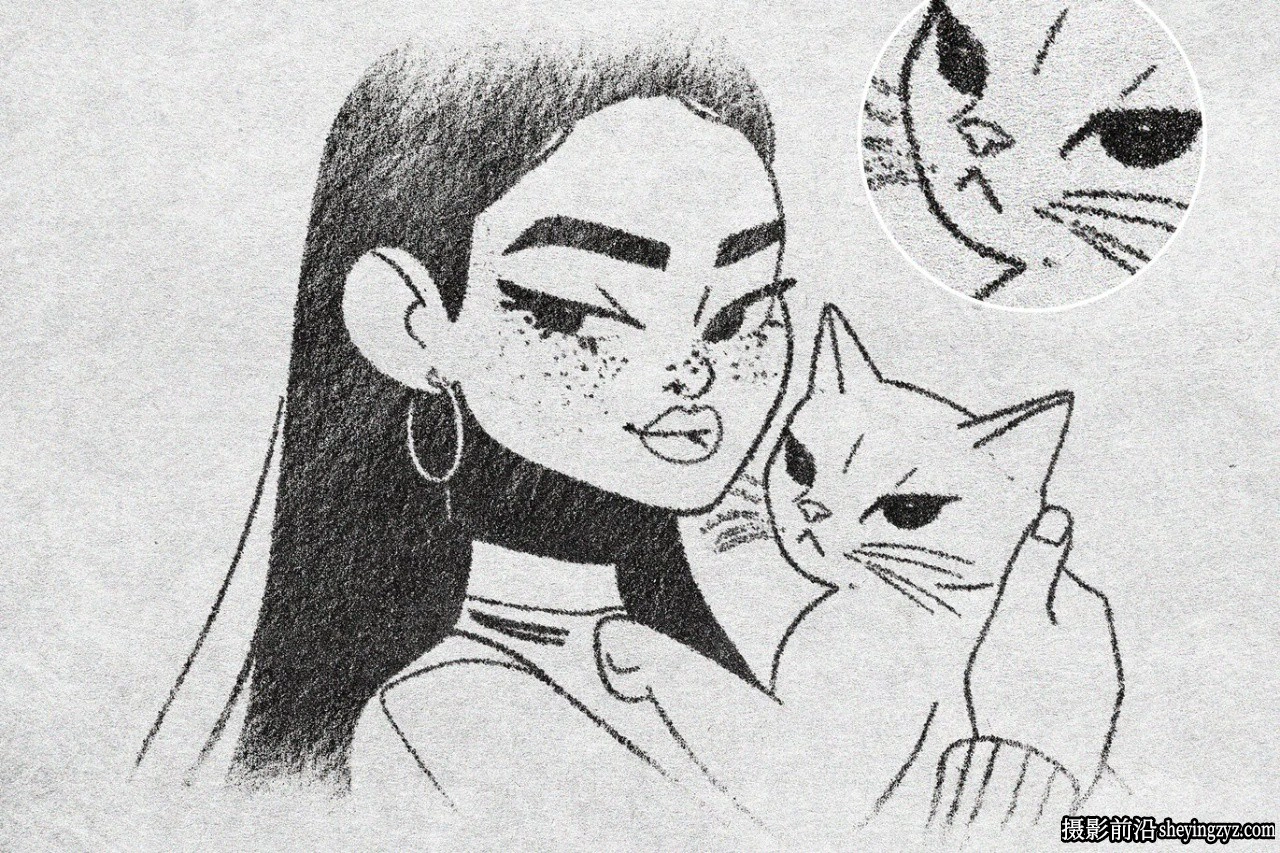 铅笔素描绘画照片效果智能对象PSD模板
