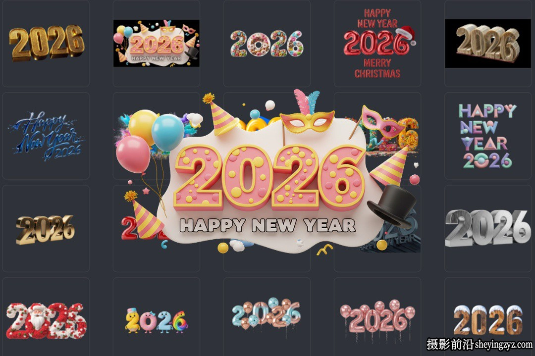 2026字体设计圣诞节字体30张PNG透明免扣素材