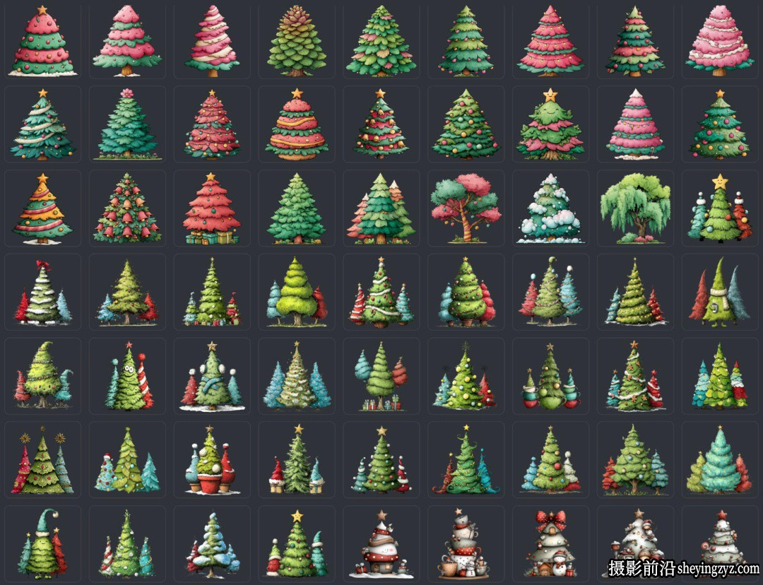1647张圣诞树精美插图PNG透明免扣素材第三季